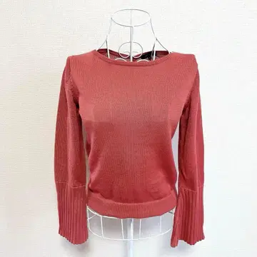 COMMECAISM 컴시즘 플레어 소매 핑크 니트 스웨터 긴팔 S