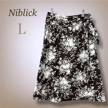 니브릭 랩스커트 꽃무늬 플레어 벨트 디자인 고급 일본제 40 L