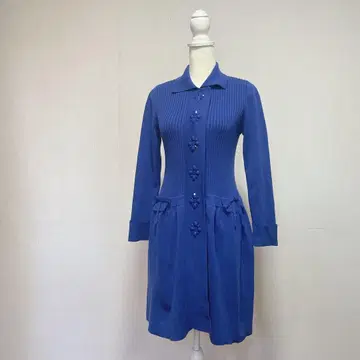 슈퍼 뷰티 빅 사이즈 파랑 비쥬 니트 원피스