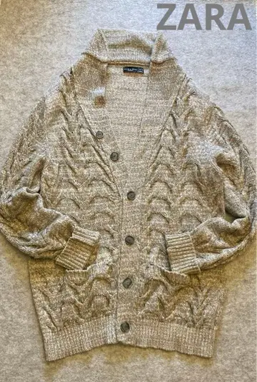 ZARA MAN 케이블 니트 가디건 XL 베이지 그레이지 그레이