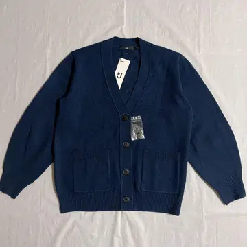 유니클로+J 미들 게이지 캐시미어 블렌드 V넥 가디건 블루 네이비