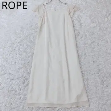 로페 원피스 롱 기장 프렌치 슬리브 스퀘어 넥 아이보리 M