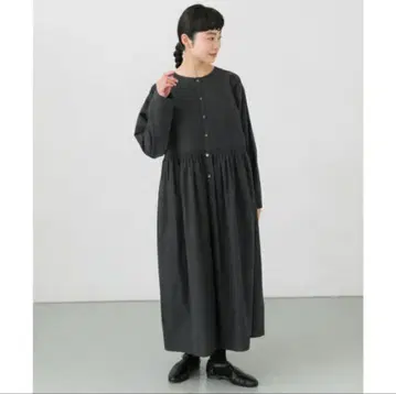 카구레 허리 개더 원피스 차콜