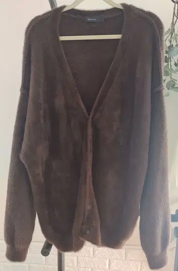 RAGE BLUE 브라운 샤기 가디건 퍼 느낌