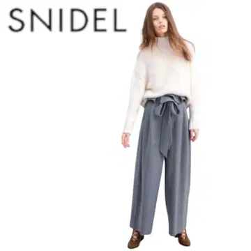 SNIDEL 레이디라이크 와이드 팬츠 플레어 리본 그레이 하이웨스트