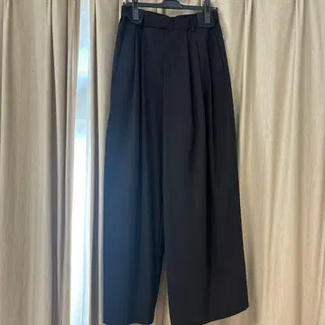 다크 브라운 턱인 와이드 팬츠 L 사이즈