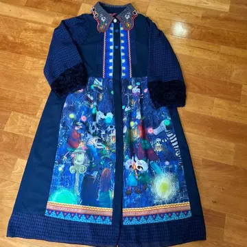 아트 프린트 네이비 롱 원피스 알베로베로