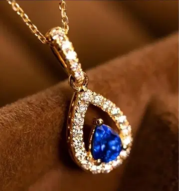 FJ 고품질 큐빅 지르코니아 블루 드롭 목걸이