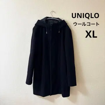 유니클로 남성용 울 후디드 롱 코트