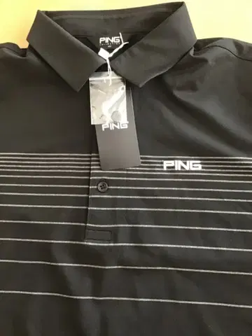 PING 스트라이프 피케 셔츠 블랙