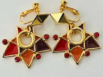 빈티지 골드 귀찌 빨간색 오렌지 계열 코스튬 주얼리