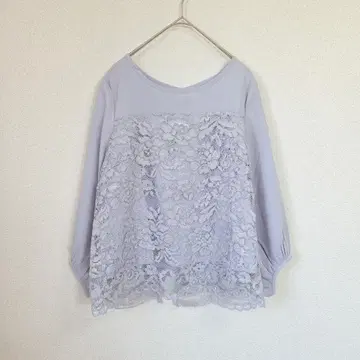 CUI YING 새상품 택 포함 그레이 블랙 레이스 블라우스 S 긴팔
