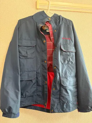 네이비 나일론 자켓 프론트 포켓 부착