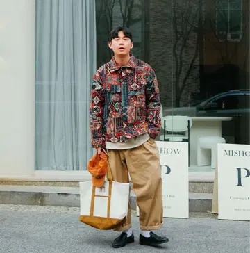 앤더슨 벨 레드 자카드 재킷