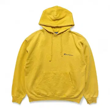 USA 구제 의류 챔피온 맨투맨 후드티 로고 프린트 머스타드