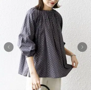 SHIPS any 쉽스에니 도트 블라우스 개더 볼륨