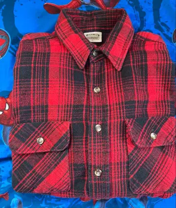 빈티지 파이브 브라더스 L 90s 빨간색 섀도우 옴브레 뱀 플란넬