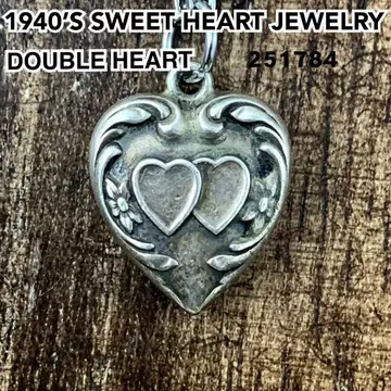 스위트하트 주얼리 더블 하트 물망초 실버 빈티지 목걸이