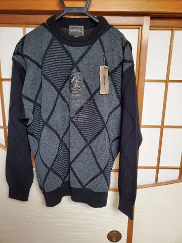 미사용 택 포함 BAFFONE 남성용 니트 스웨터 L 사이즈 일본제