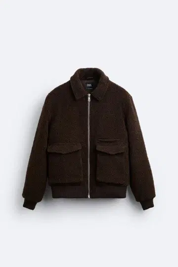 ZARA 브라운 테디 봄버 자켓 S