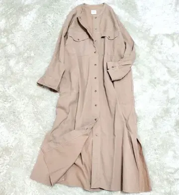 스픽 앤 스팬 노카라 코트 코듀로이 원피스 베이지 F