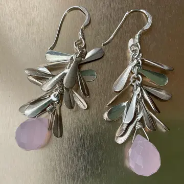 Silver925 귀걸이 빅 사이즈 쉐이킹 티어드롭 x 로즈쿼츠?