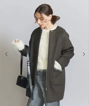 BEAUTY&YOUTH 울 블렌드 노카라 미들 코트 M