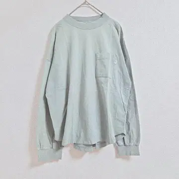 크로시 그린 긴팔 티셔츠 왼쪽 가슴 포켓 부착 LL 넉넉한 면