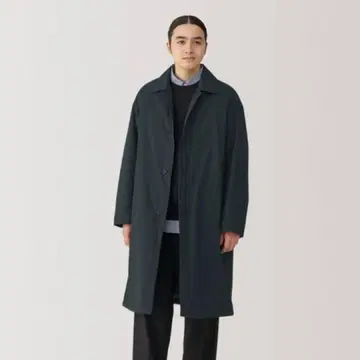 새상품급 [ MUJI ] 무인양품 워셔블 솜 스텐카라 코트 블랙 (XL)