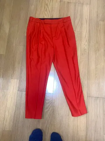 주홍색 울 팬츠 38