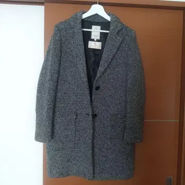 헤링본 무늬 울 혼방 체스터 코트