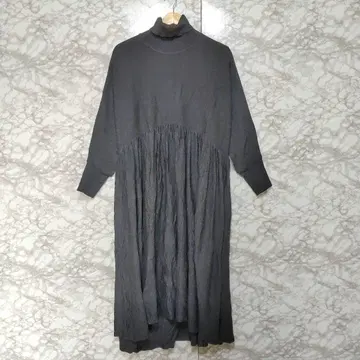 ELFRANK 터틀넥 니트 롱 원피스 A라인