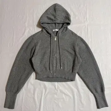 ZARA 니트 후드티 지퍼 후디 그레이 y2k 숏 기장