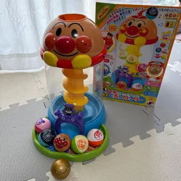 호빵맨 빛나는 굴러가는 타워 금색 공 포함 빛나는 굴러가는 타워 공 6개