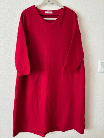 CHILD WOMAN 빨간색 V넥 7부 소매 원피스