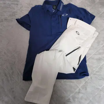 Oakley 파랑 피케 셔츠 남성용 골프웨어 세트