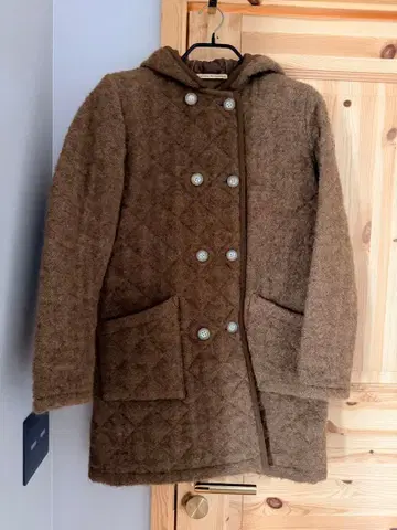 트래디셔널 웨더웨어 브라운 퀼팅 자켓 후드 부착