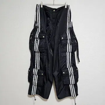 카고 팬츠 블랙 화이트 스트라이프