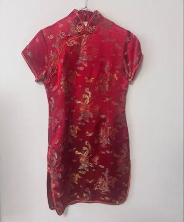 YISIFUSHI 차이나복 빨간색 M 사이즈 실크