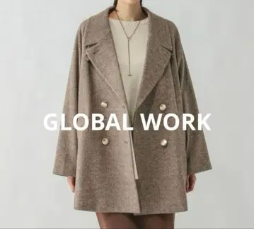 GLOBAL WORK 가벼운 스트레치 카라 2WAY 코트 헤링본 L
