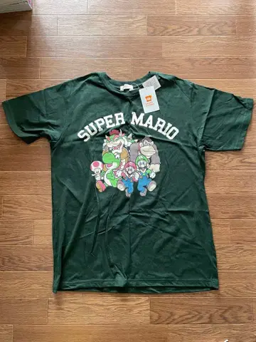 슈퍼 마리오 T셔츠 L 사이즈 다크 그린