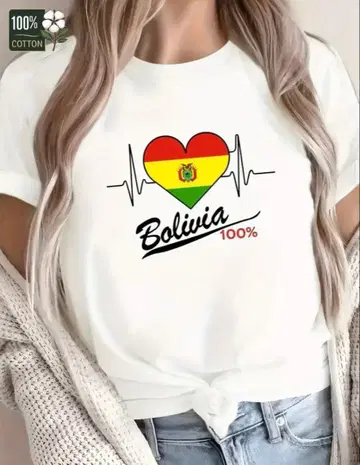 볼리비아 국기 T셔츠 100% 코튼 M 사이즈