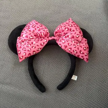 미니 마우스풍 레오파드 무늬 리본 머리띠