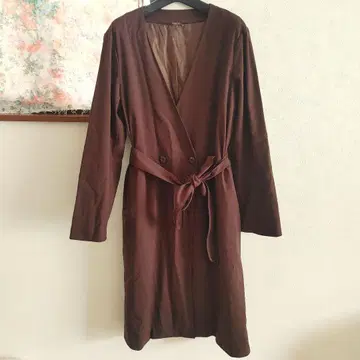 새상품 다크 브라운 브라운 노카라 롱 코트 가을/겨울 GU 지유