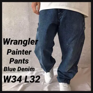 랭글러 페인터 팬츠 워크 블루 데님 구제 의류 W34 L32