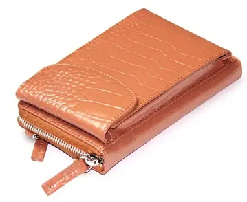 새상품 배송비 포함 소가죽 악어 엠보싱 사코슈 스마트폰 숄더 지갑 브라운