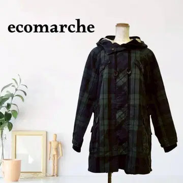 zG628 [ L ] ecomarche 후드 부착 코트 타탄 체크