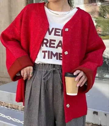 차오패닉 티피 리버서블 배색 가디건