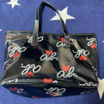 agnes b. 아네스베 하트 로고 페이턴트 토트 백 일본제