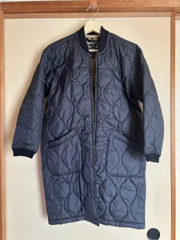 [ LAVENHAM 라벤햄 ] W 지퍼 미들 기장 퀼팅 블랙